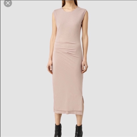Allsaints Light Pink Gamma Midi Dress - Picture 2 of 6